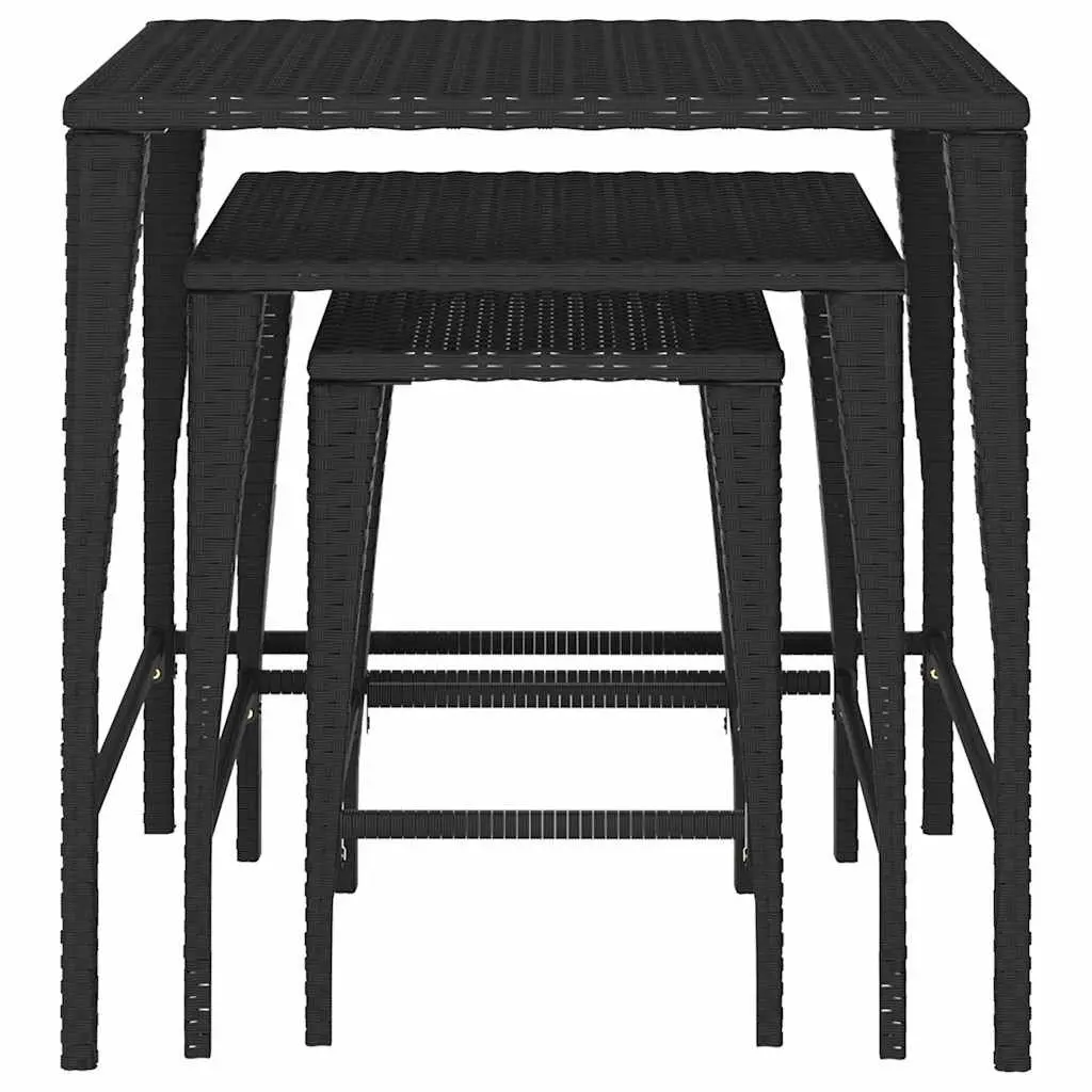 Stackable Black Outdoor Nesting Tables Set of 3