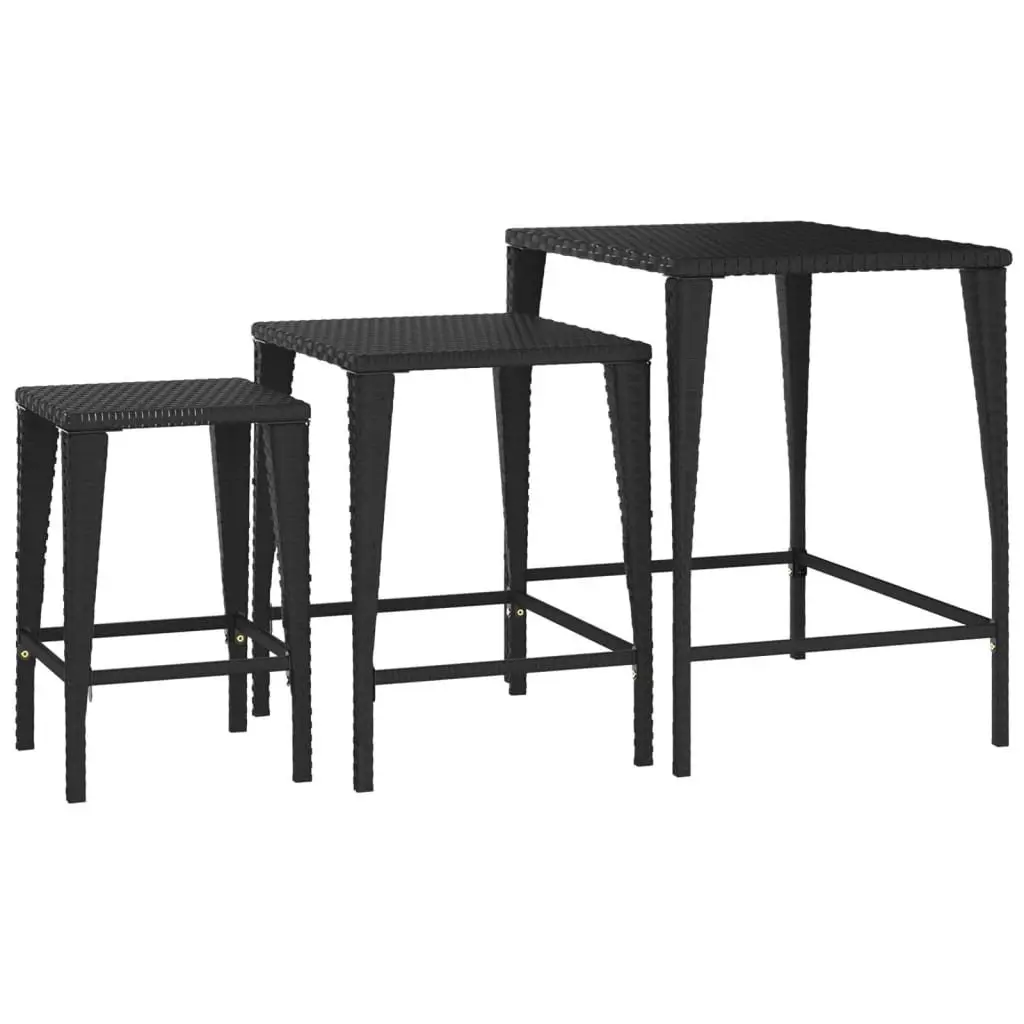 Stackable Black Outdoor Nesting Tables Set of 3