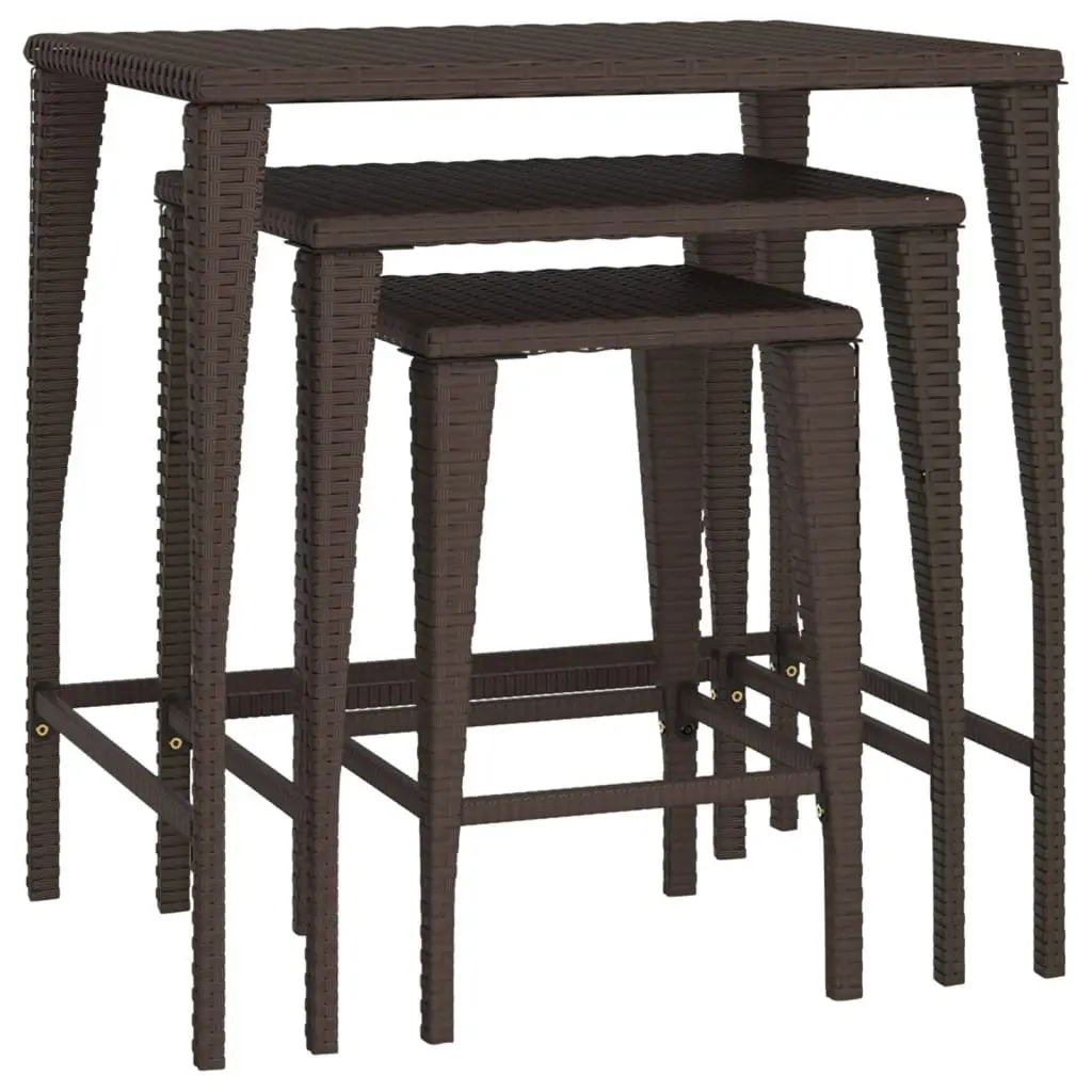 Garden Nesting Tables 3 Pcs Brown Outdoor Set