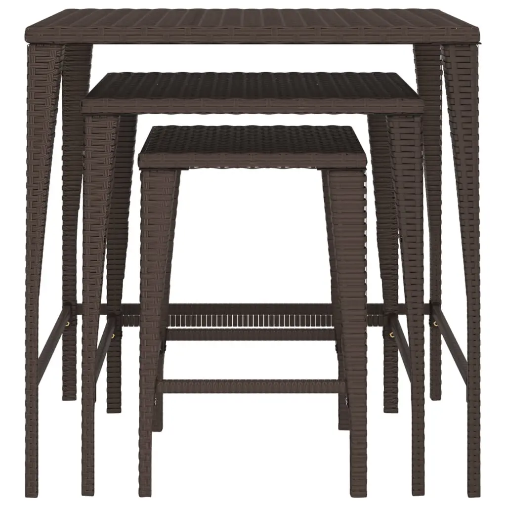 Garden Nesting Tables 3 Pcs Brown Outdoor Set