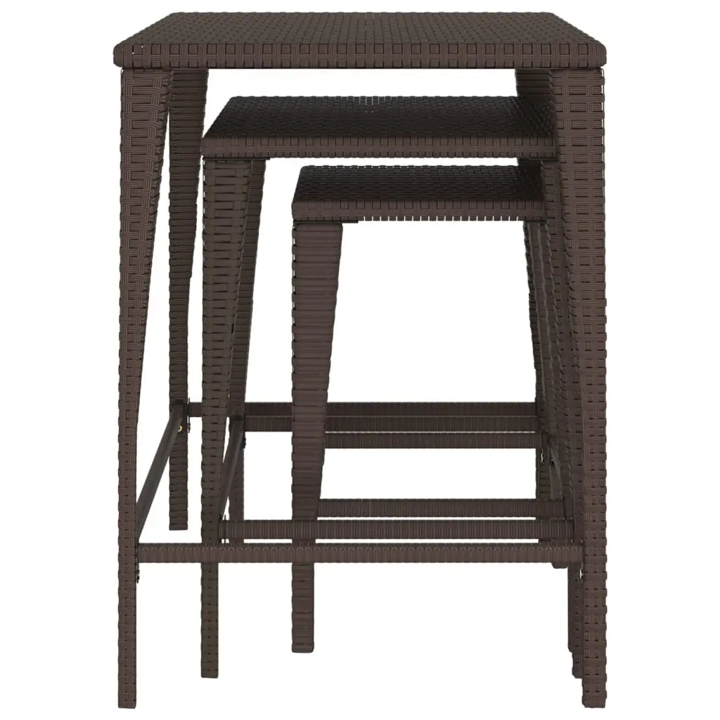 Garden Nesting Tables 3 Pcs Brown Outdoor Set