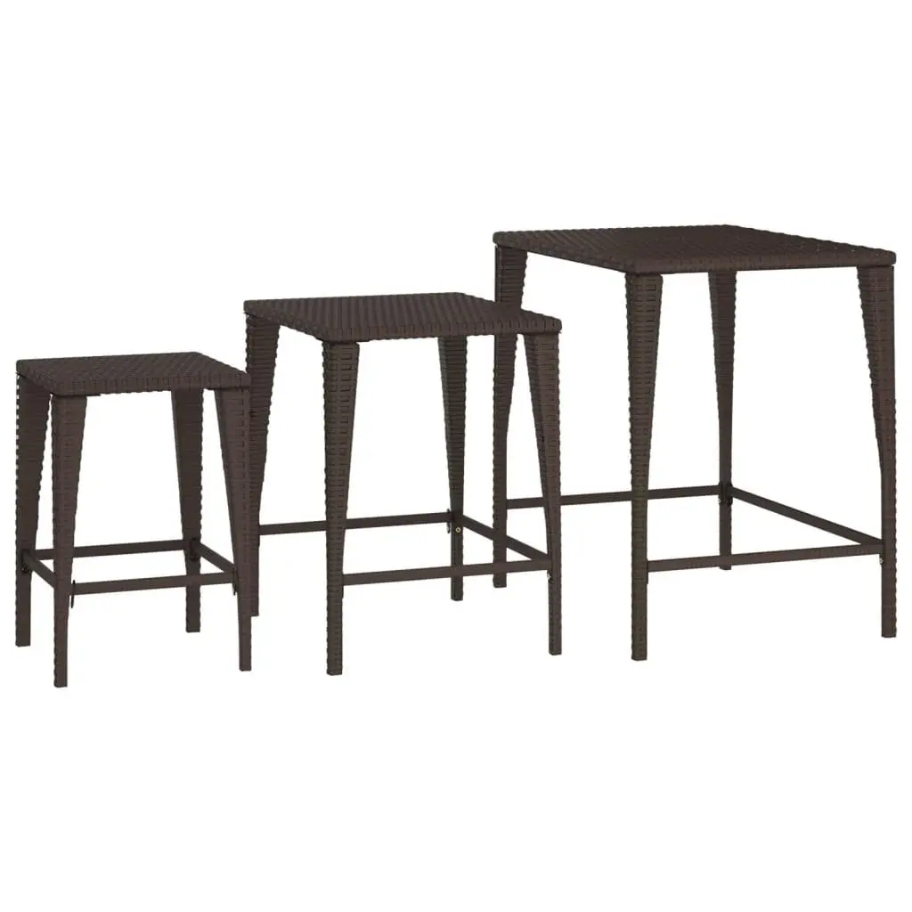 Garden Nesting Tables 3 Pcs Brown Outdoor Set