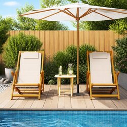 High-Quality Folding Beach Chair Set of 2 with Cushions