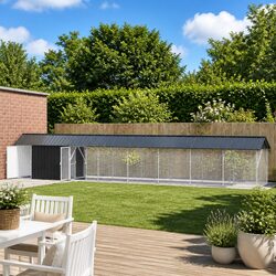 Outdoor Galvanised Steel Bird Cage in Anthracite 844 x 103 x 142 cm