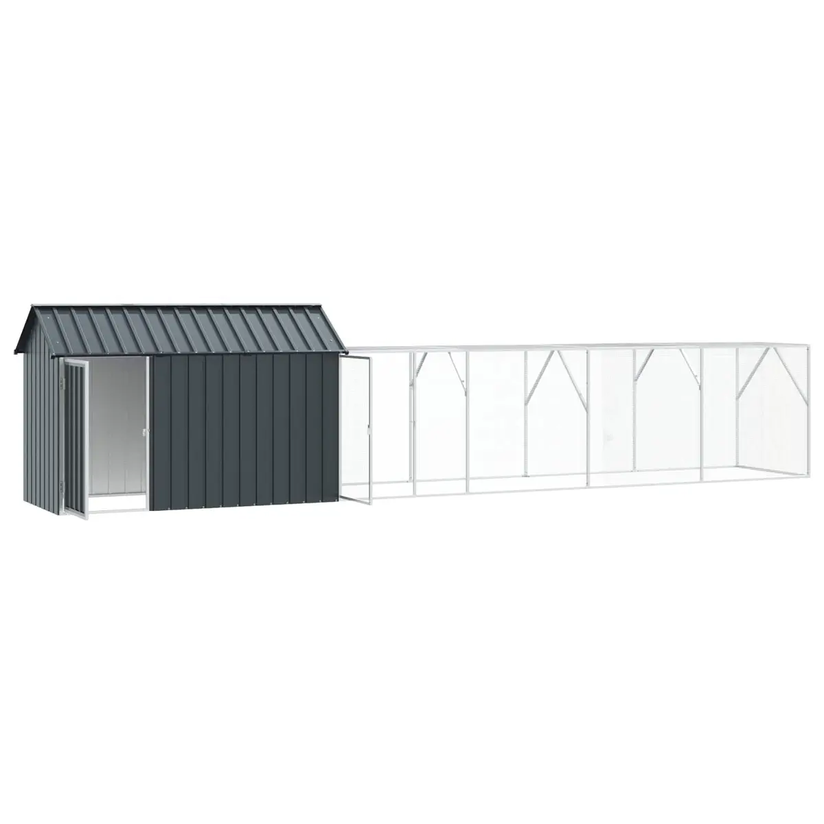 Bird Cage Galvanised Steel Rectangular Anthracite Outdoor Garden Aviary