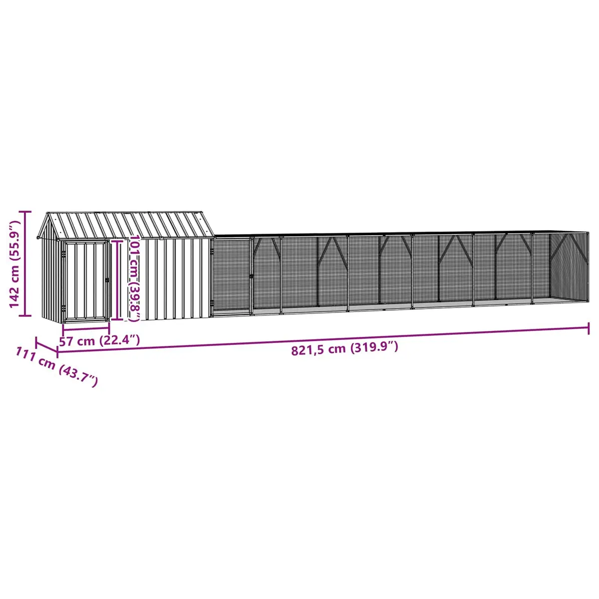 Rectangular Bird Cage Galvanised Steel 821.5x111x142cm Anthracite