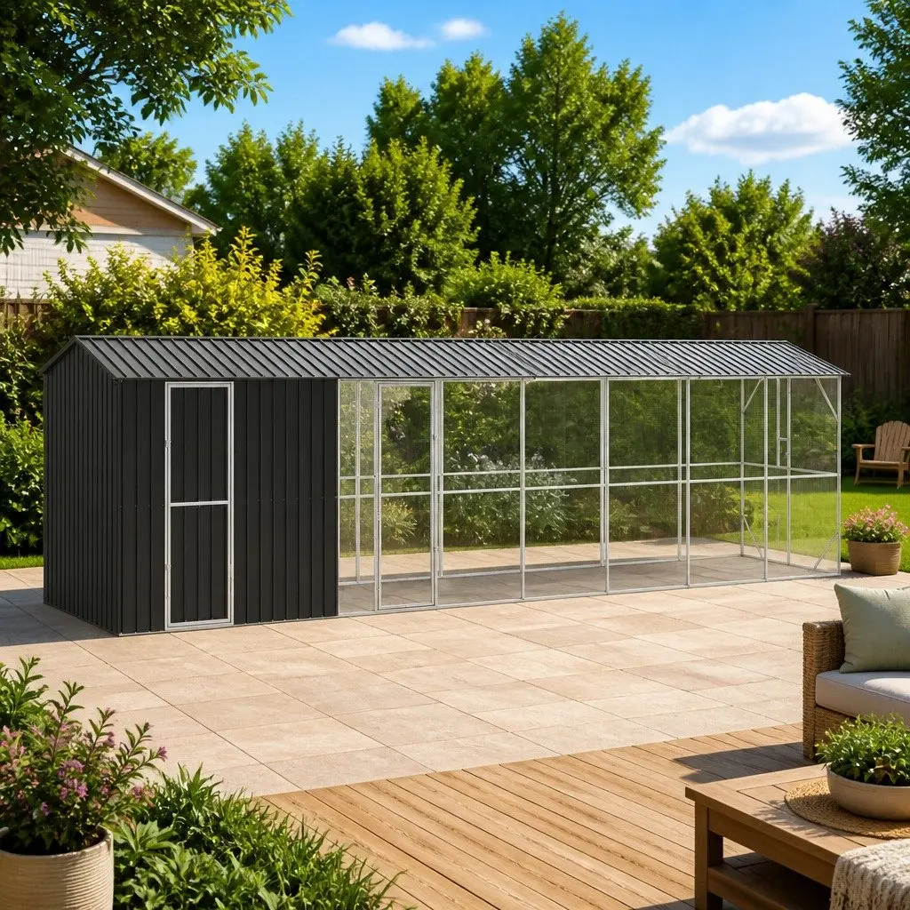 Large Galvanised Steel Outdoor Bird Cage in Anthracite