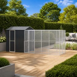 Durable Rectangular Bird Cage in Anthracite Steel
