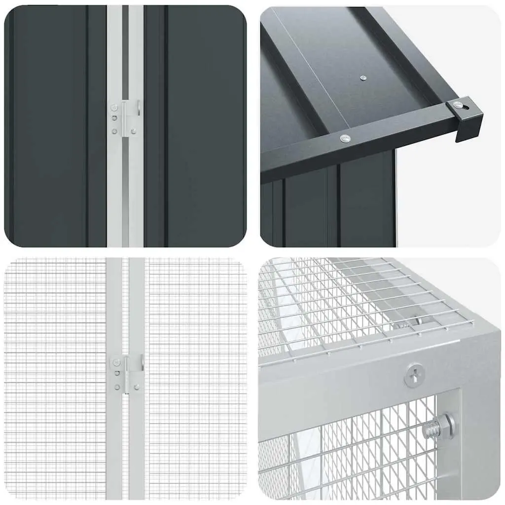 Large Outdoor Bird Cage Aviary 621 x 208 x 247 cm Anthracite Galvanised Steel