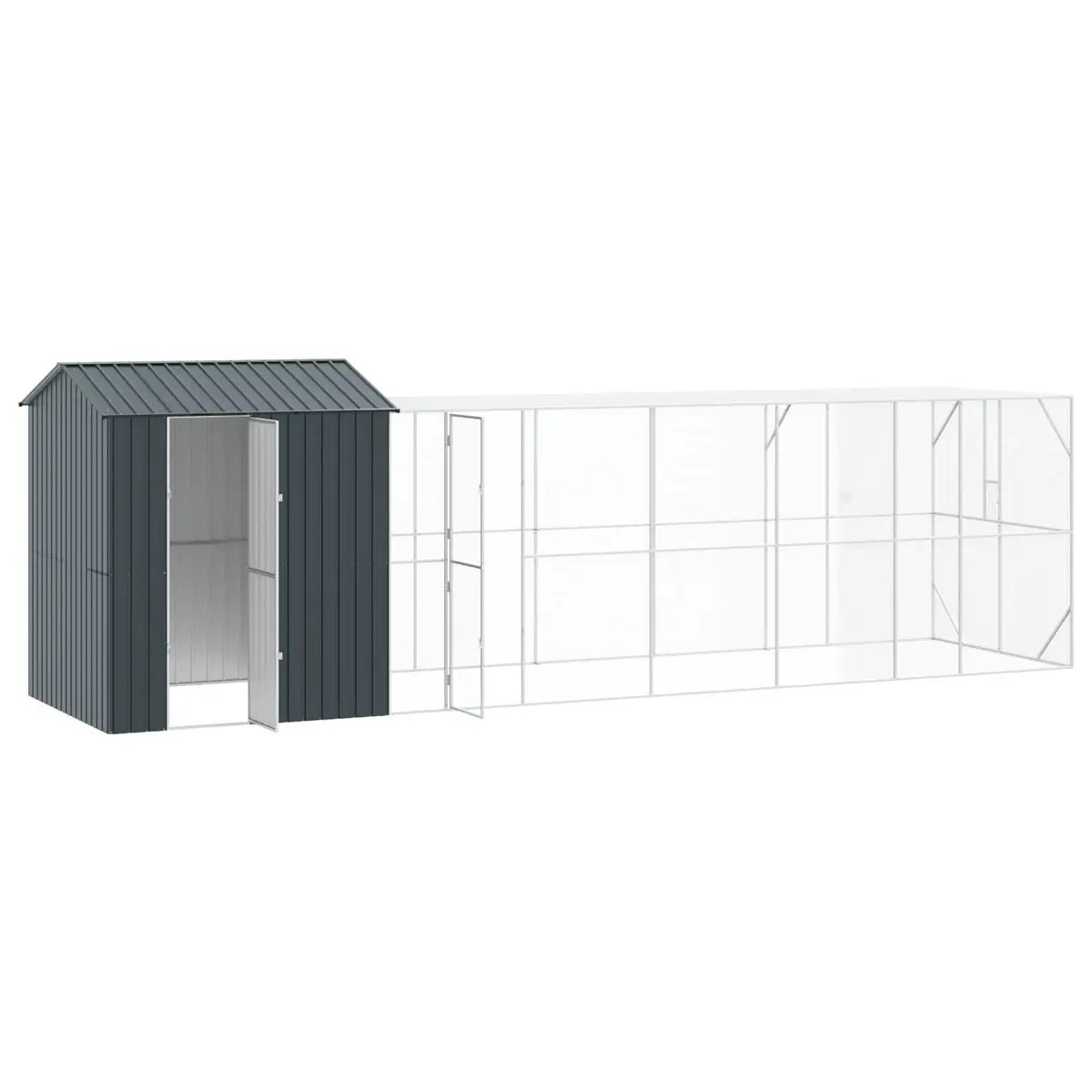 Outdoor Bird Cage Aviary 824x208x247cm Anthracite Galvanised Steel Garden