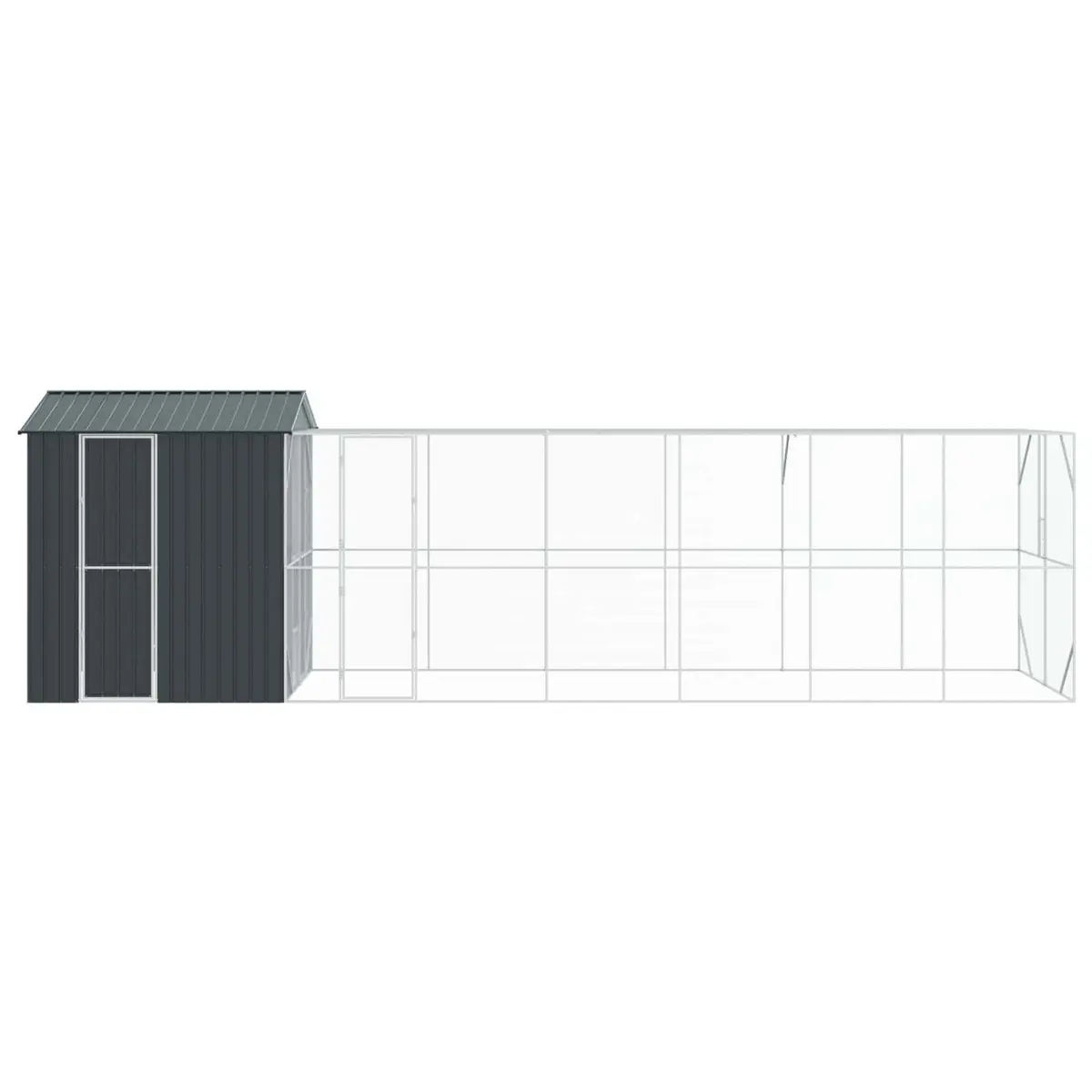 Outdoor Bird Cage Aviary 824x208x247cm Anthracite Galvanised Steel Garden