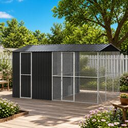 Spacious Anthracite Bird Cage Outdoor Aviary in Galvanised Steel