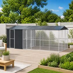 Bird Cage Outdoor Garden Aviary Anthracite Galvanised Steel Rectangular Spacious