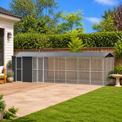 Outdoor Bird Cage Anthracite Galvanised Steel Rectangular Garden Aviary Patio