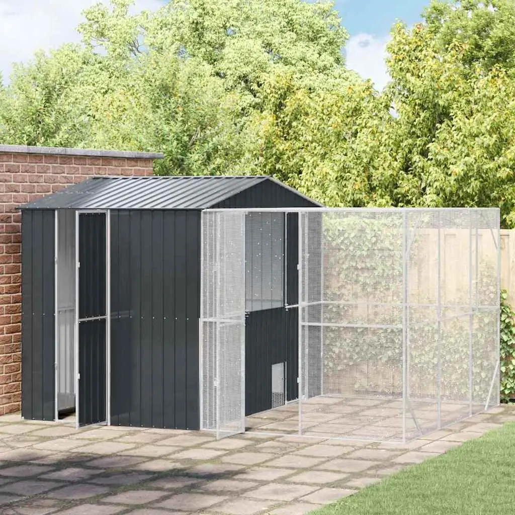Rectangular Outdoor Bird Cage in Anthracite Galvanised Steel