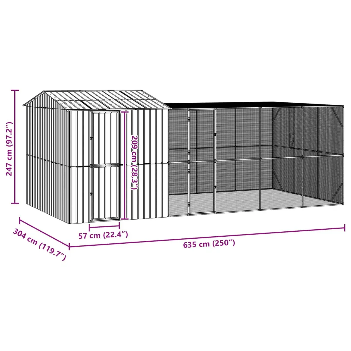 Rectangular Outdoor Bird Cage in Anthracite Steel