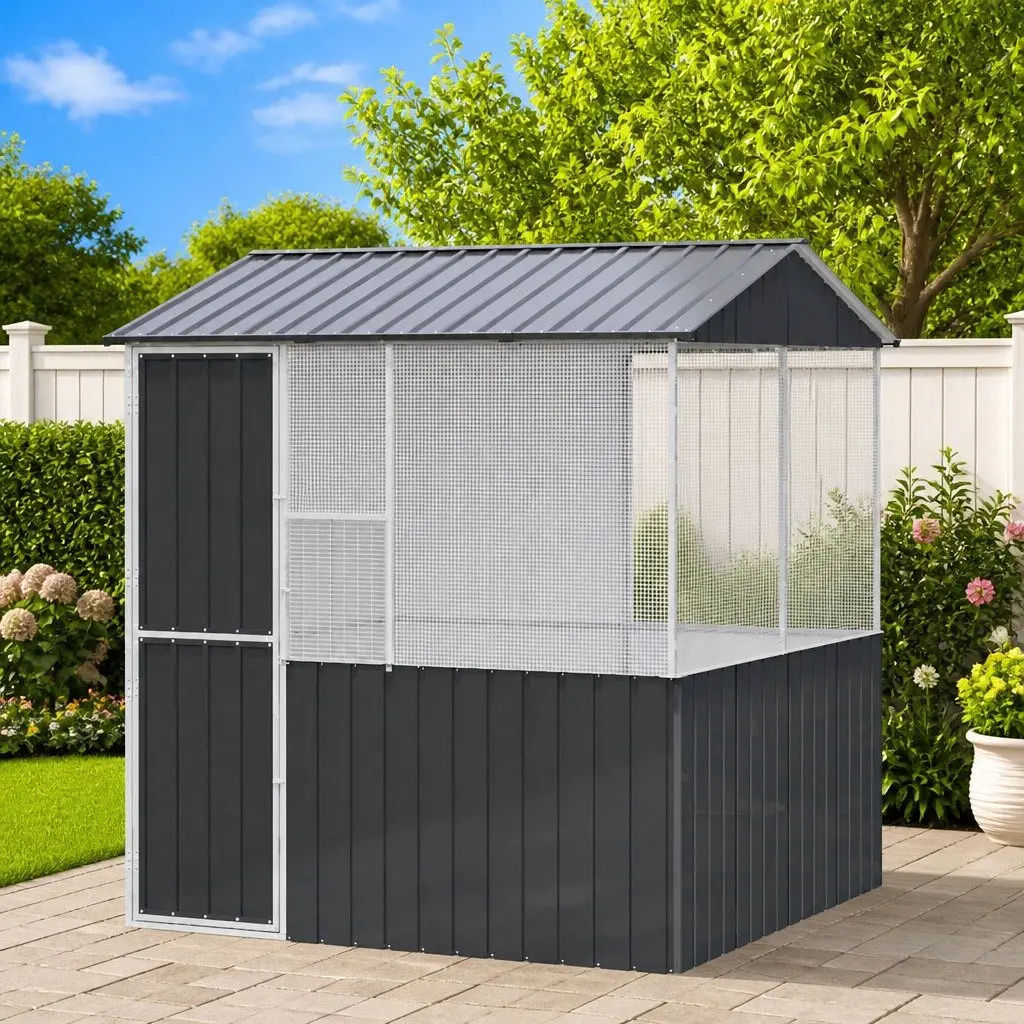 Outdoor Bird Cage in Anthracite Steel, 215x209x230cm