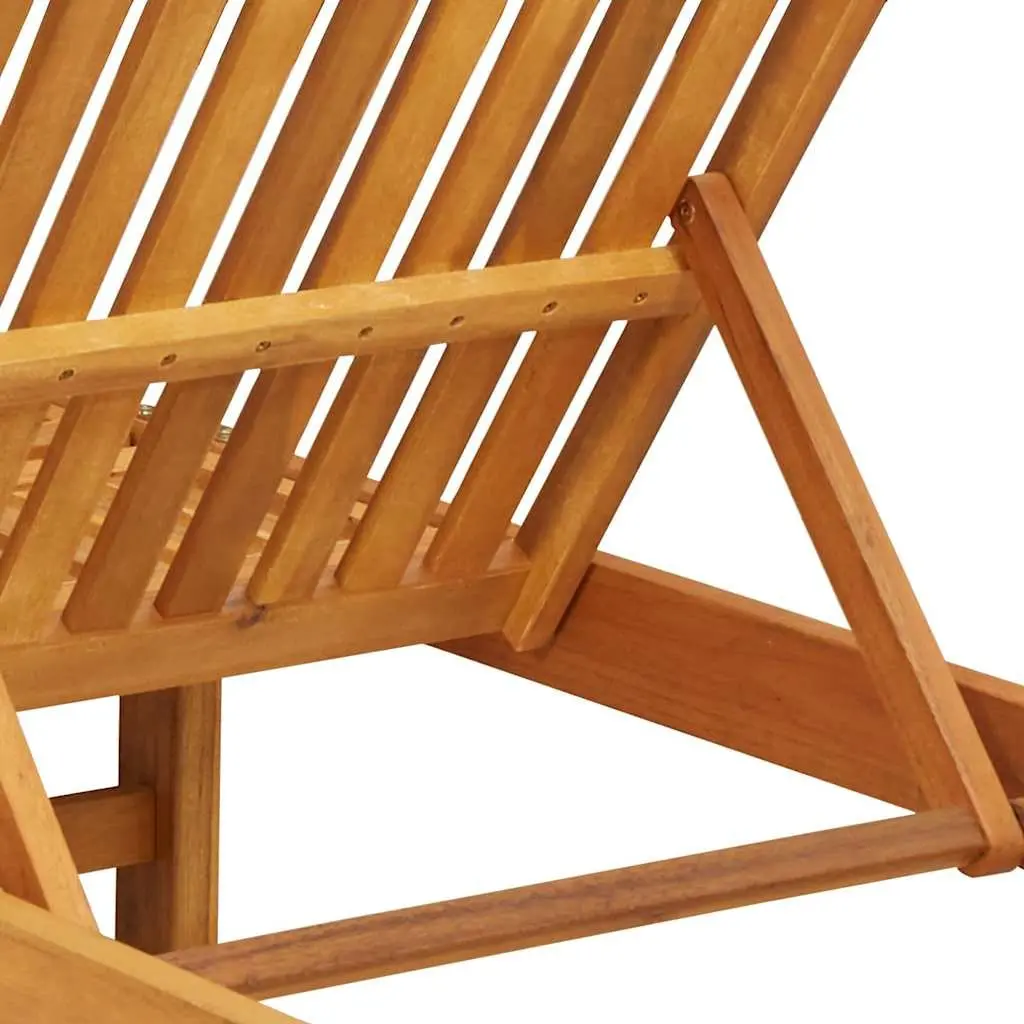 Sun Lounger Set Acacia Wood Polyester 3 pcs Brown