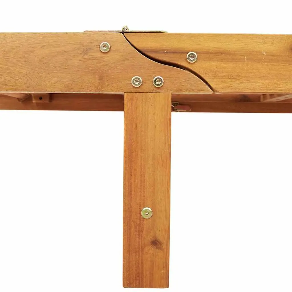 Sun Lounger Set Acacia Wood Polyester 3 pcs Brown