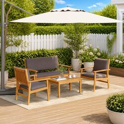 Brown Modern Outdoor Garden Sofa Set – 4-Piece Patio Furniture