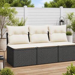 Sturdy 2 Piece Garden Sofa Set with Storage Cushions