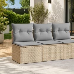 Durable Garden Sofa Set 2 Piece Outdoor Furniture with Beige Cushions