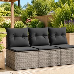 Premium Grey Poly Rattan Garden Sofa Set with Cushions