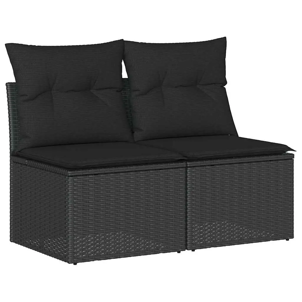 Garden Sofa Set PE Rattan 2 Piece Modular Outdoor Furniture Black