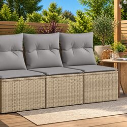 Beige Rattan Garden Sofa Set 2 Piece Outdoor Furniture