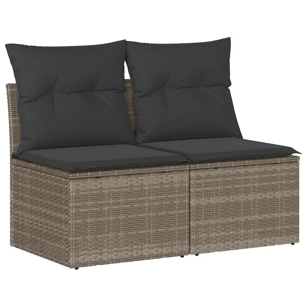 Garden Sofa Set PE Rattan 2 Piece Outdoor Furniture Grey with Cushions Storage