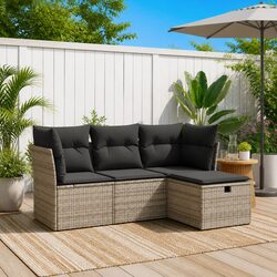 4 Piece Garden Sofa Set Modular Outdoor Furniture Grey