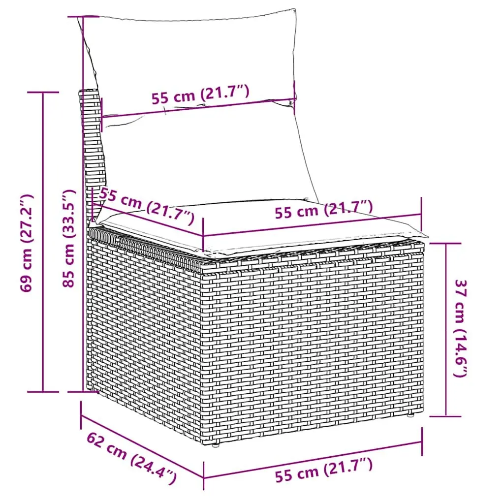 Garden Sofa Set PE Rattan 5 Piece Outdoor Furniture Black