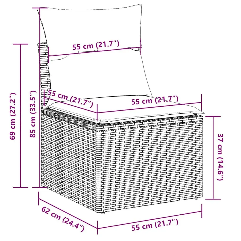7 Piece Outdoor Sofa Set with Cushions in Grey