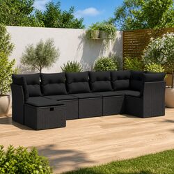 Durable 7 Piece Outdoor Garden Sofa Set in Black
