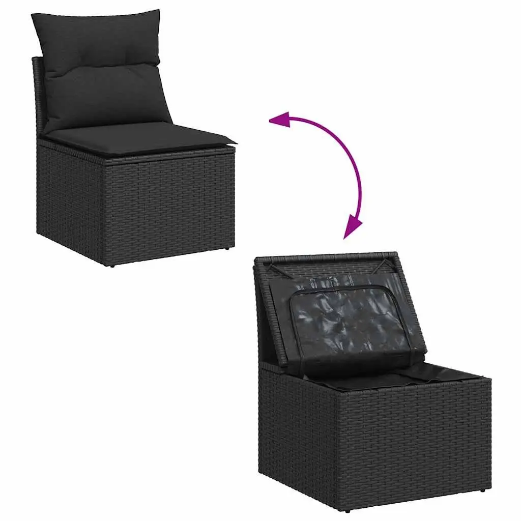 Outdoor Sofa Set PE Rattan 6 Piece Modular Black