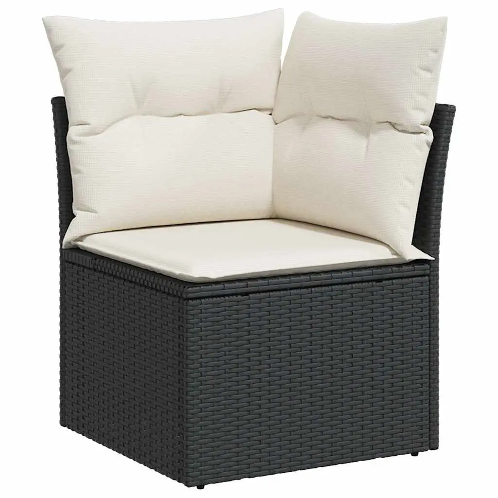 Black Poly Rattan 6-Piece Garden Sofa Set