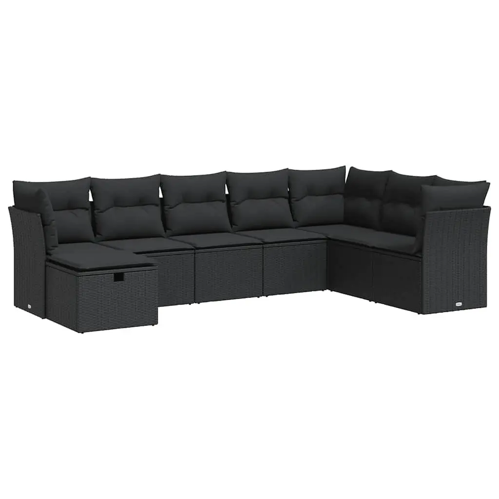 Garden Sofa Set PE Rattan 8 Piece Outdoor Furniture Patio Lounge Black