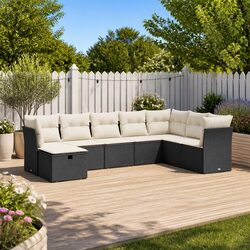 Garden Sofa Set 8 Piece Black Poly Rattan Outdoor Furniture Patio Sectional
