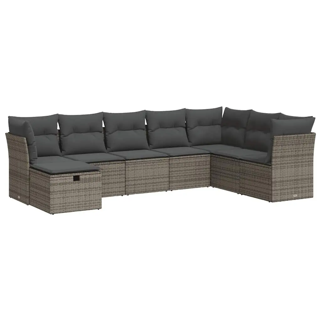 Garden Sofa Set 8 Piece Outdoor Furniture Patio Lounge Grey Poly Rattan Modular