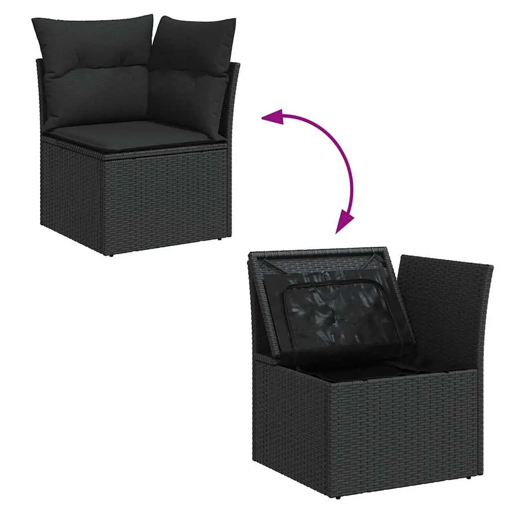 9 Piece Modular Garden Sofa Set in Black