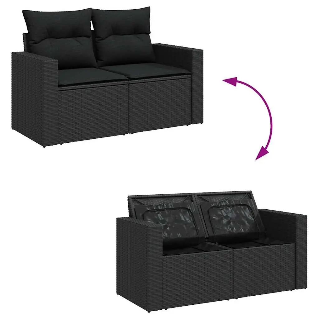 Black Garden Sofa Set 4 Piece with Cushions