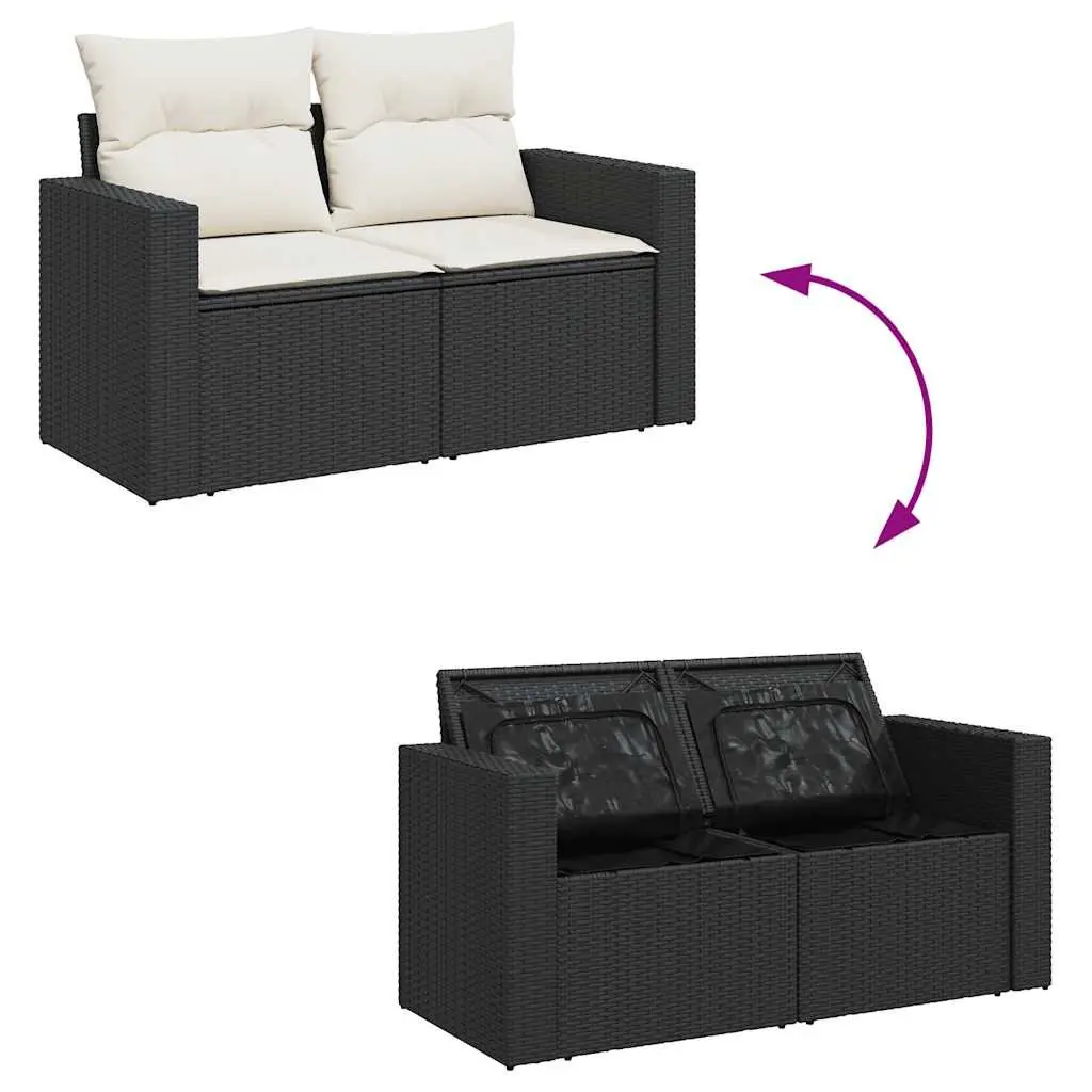 Garden Sofa Set 4 Piece Outdoor Furniture Patio Lounge Suite Black Poly Rattan