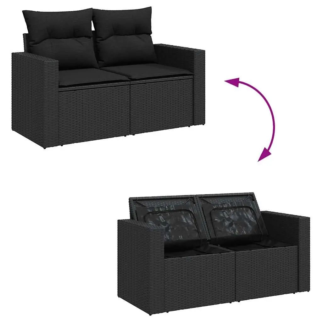 Modular 6 Piece Black Poly Rattan Garden Sofa Set