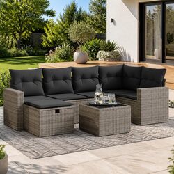 High-Quality 7 Piece Garden Sofa Set with Cushions
