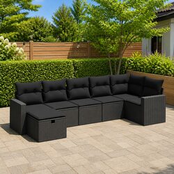 Durable 7 Piece Modular Garden Sofa Set with Cushions