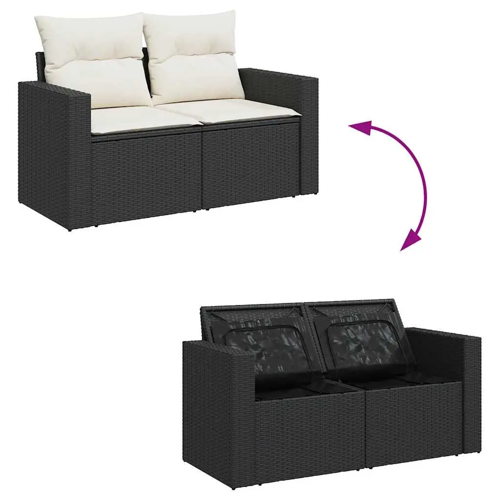 Outdoor Sofa Set PE Rattan 6 Piece Black Modular Patio Furniture