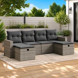 Durable Garden Sofa Set 6 Piece Grey Poly Rattan