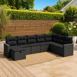 Durable 8 Piece Modular Garden Sofa Set for Outdoor Use