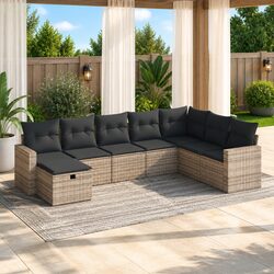 Durable 8 Piece Modular Garden Sofa Set in Grey Rattan