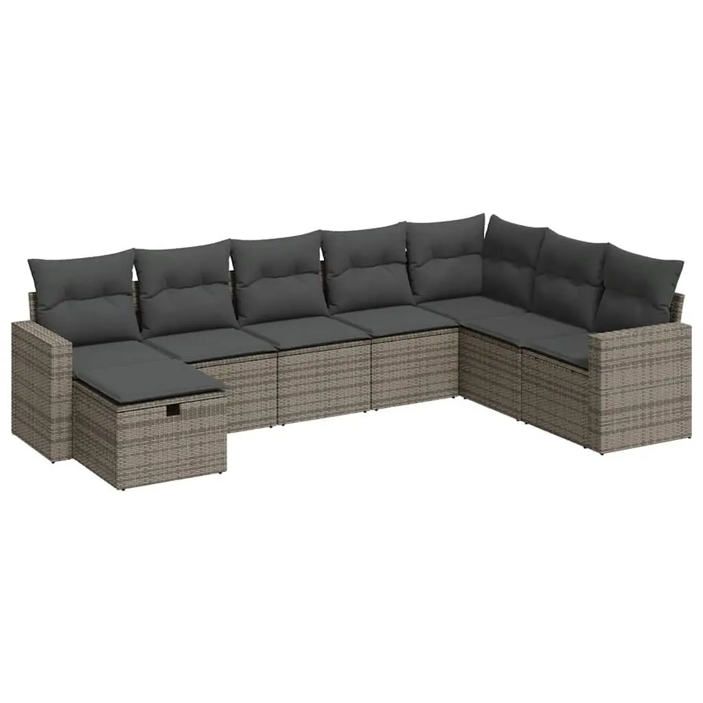 Garden Sofa Set PE Rattan 8 Piece Modular Outdoor Furniture Grey
